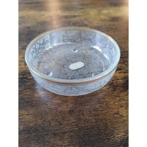 Vintage DeVilbiss Art Deco Glass Bowl Gold Vein Overlay Trinket Tray 20s/30s